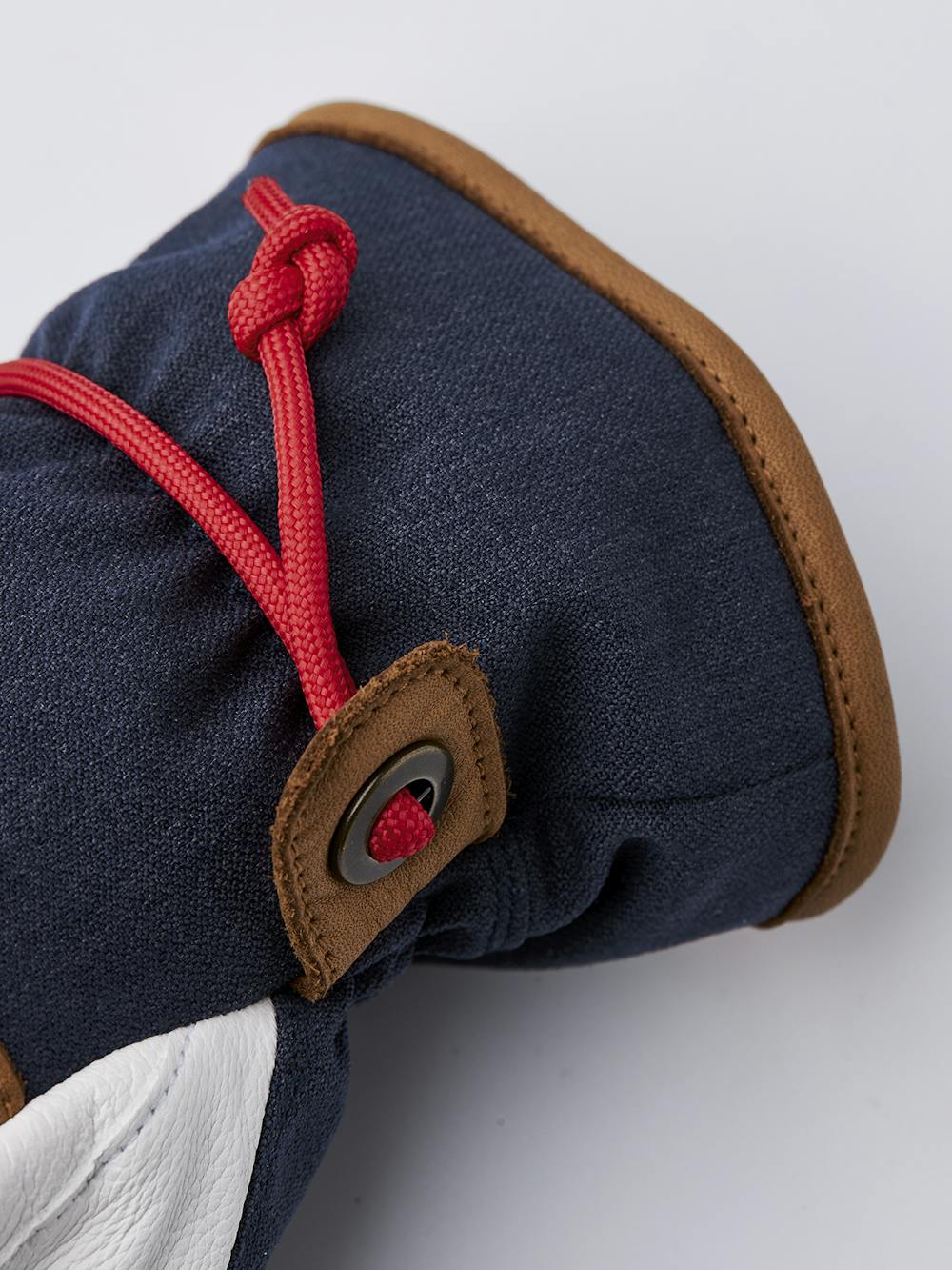 Dark blue ski glove with white goat leather palm and wrist strap  (4 of 8)