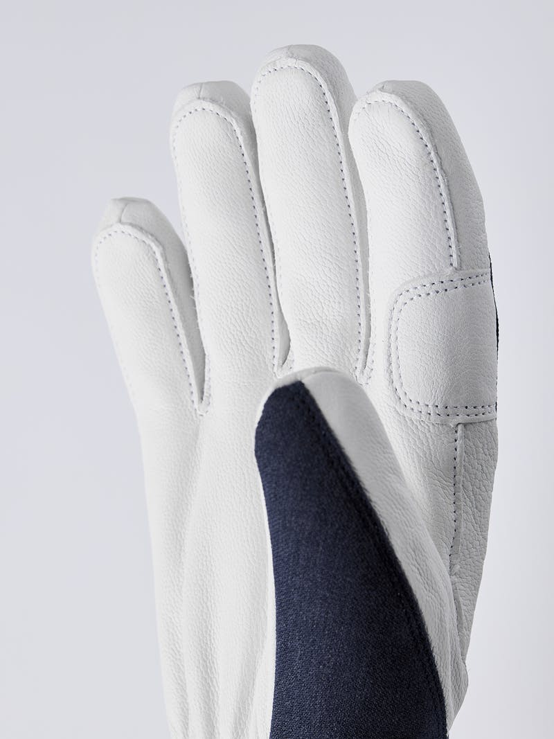 Dark blue ski glove with white goat leather palm and wrist strap  (3 of 8)