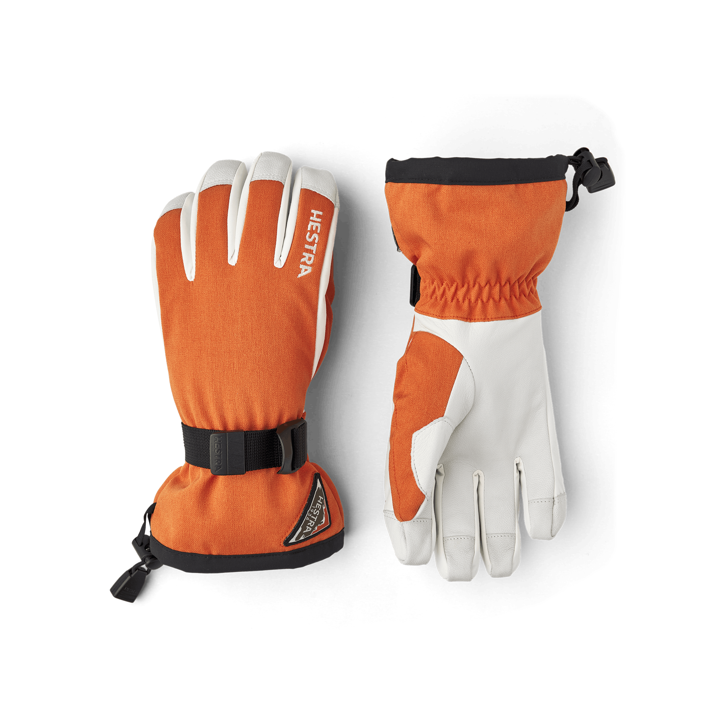 Brick red ski glove with white goat leather palm and wrist adjustment (1 of 5)