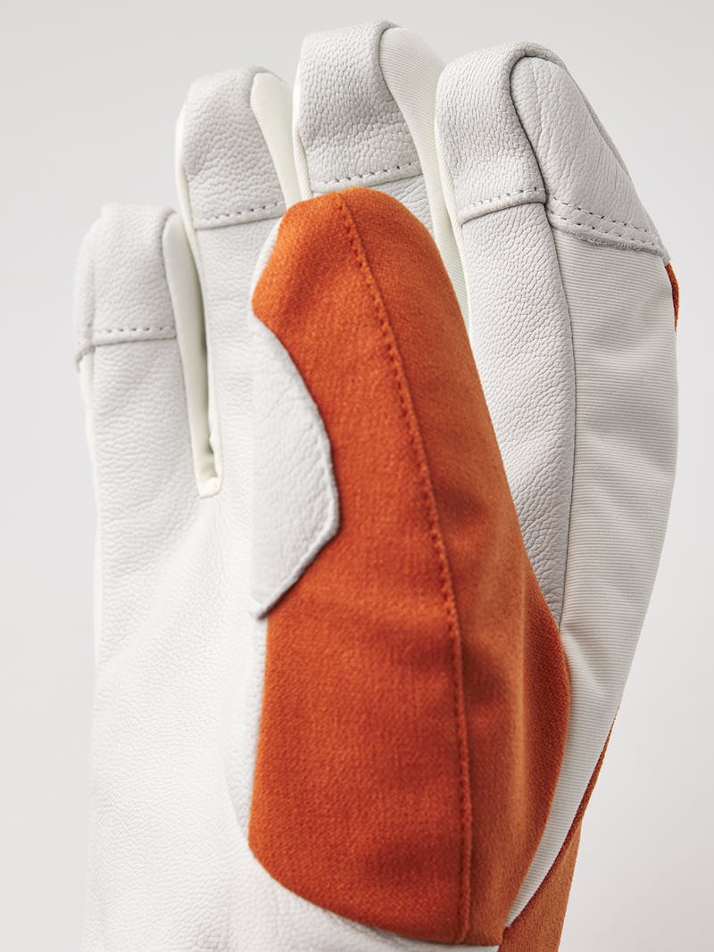 Brick red ski glove with white goat leather palm and wrist adjustment (2 of 5)
