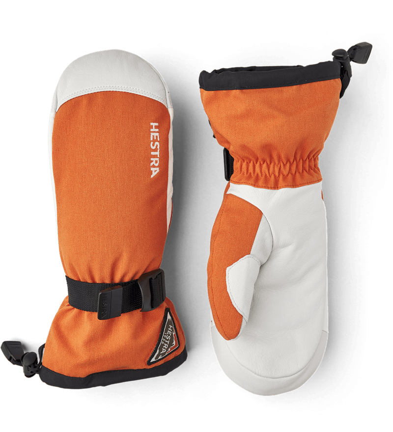 Brick red mitten with white goat leather palm and wrist adjustment (1 of 4)