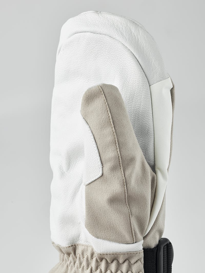 Beige mitten with white goat leather palm and wrist adjustment (2 of 5)