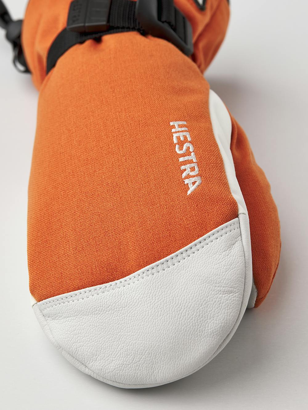 Brick red mitten with white goat leather palm and wrist adjustment (3 of 4)