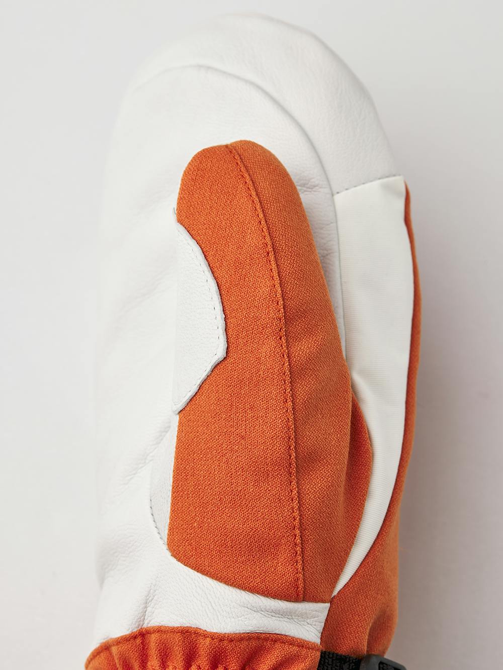 Brick red mitten with white goat leather palm and wrist adjustment (2 of 4)