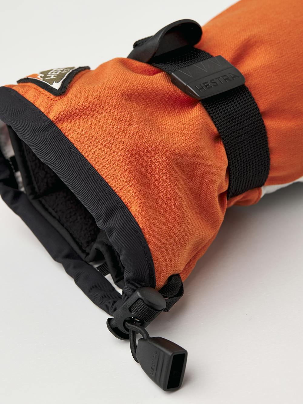 Brick red mitten with white goat leather palm and wrist adjustment (4 of 4)