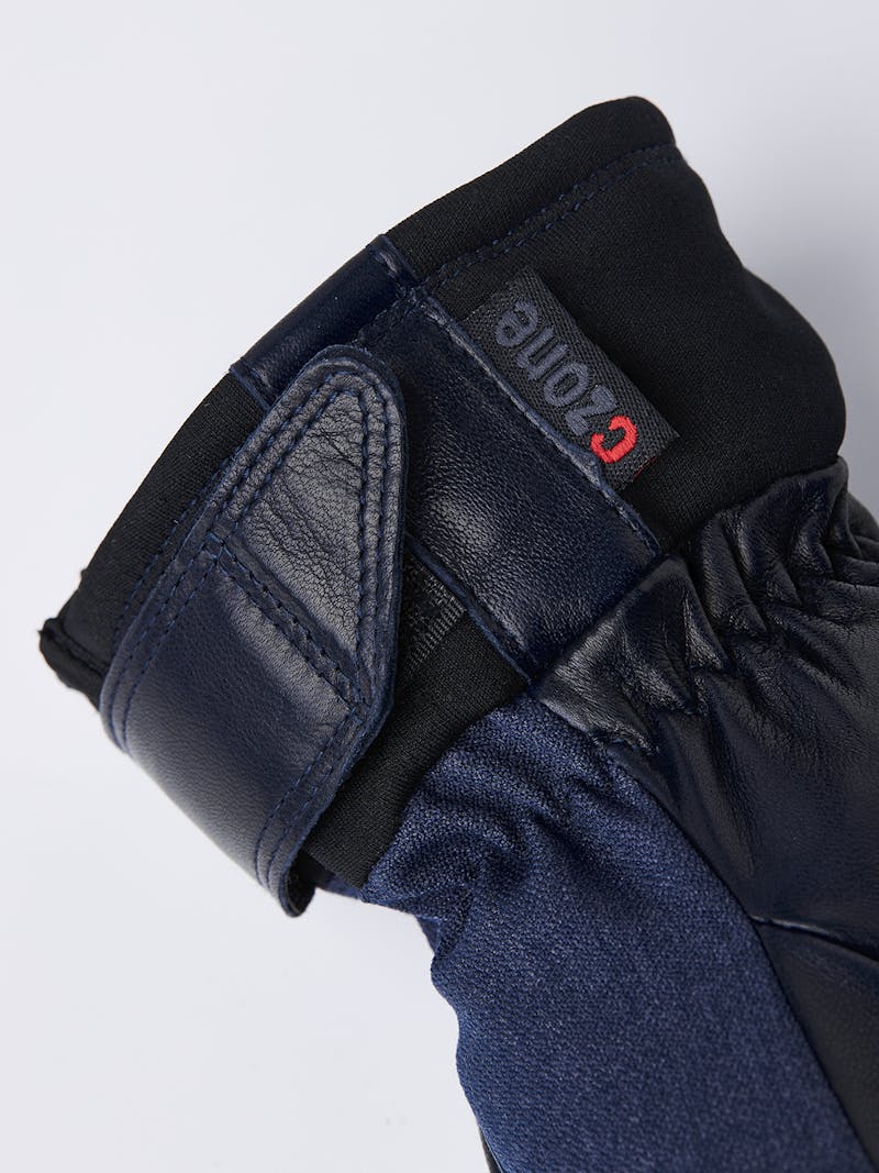 Dark blue fabric ski glove with black hairsheep palm (2 of 6)