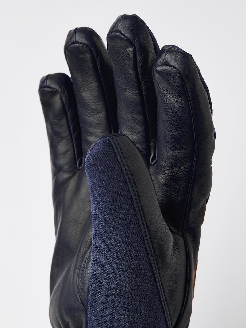 Dark blue fabric ski glove with black hairsheep palm (3 of 6)