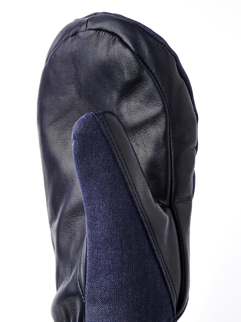 Dark blue fabric mitten with black hairsheep palm (3 of 5)