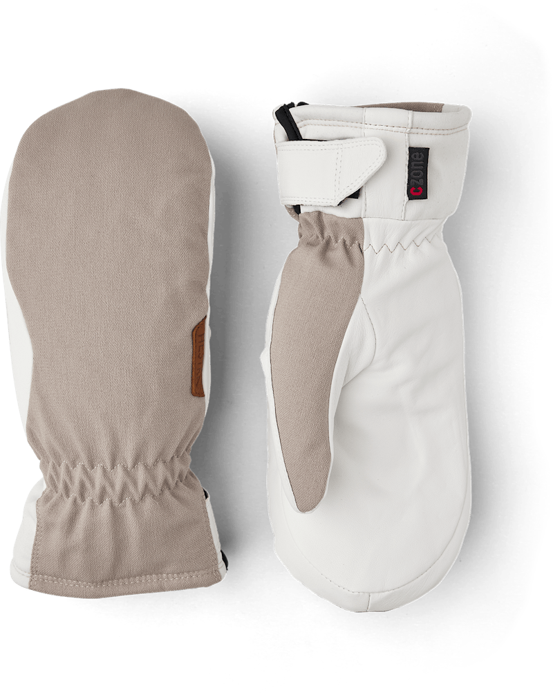 Beige fabric mitten with white hairsheep palm (1 of 3)