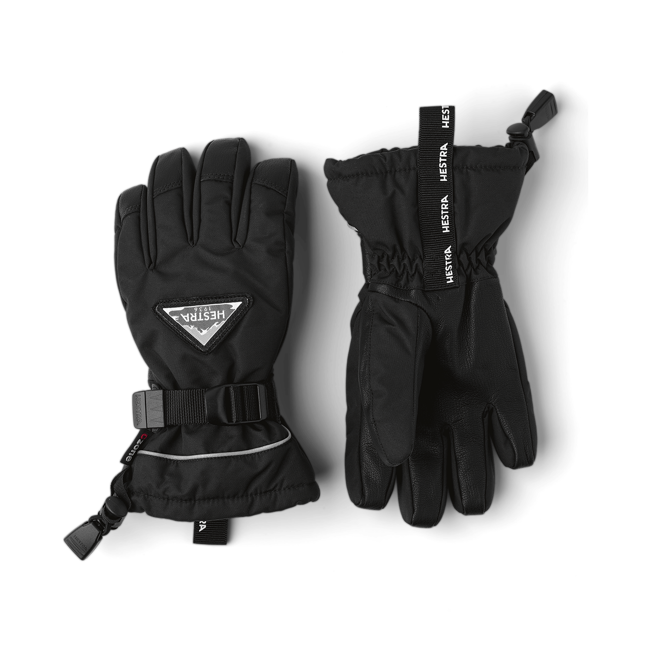 Black children’s glove with goat leather palm and wrist adjustment (1 of 7)