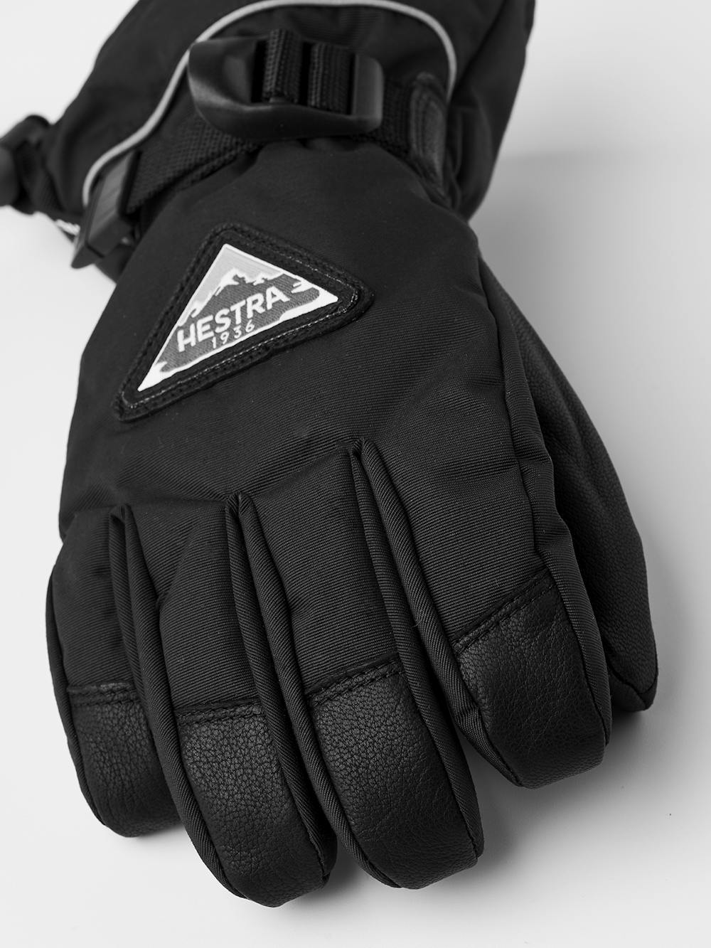 Black children’s glove with goat leather palm and wrist adjustment (2 of 7)