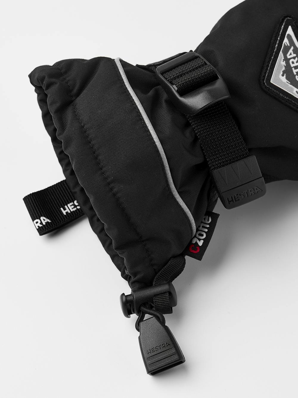 Black children’s glove with goat leather palm and wrist adjustment (5 of 7)