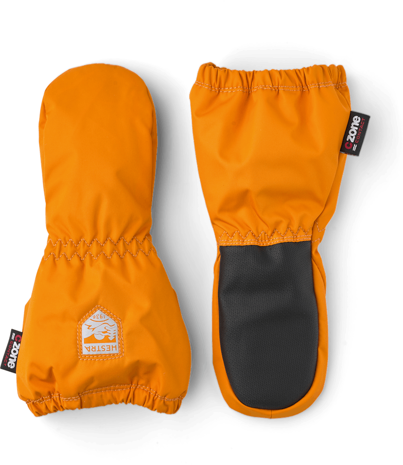 Orange fabric shell mitten (1 of 5)
