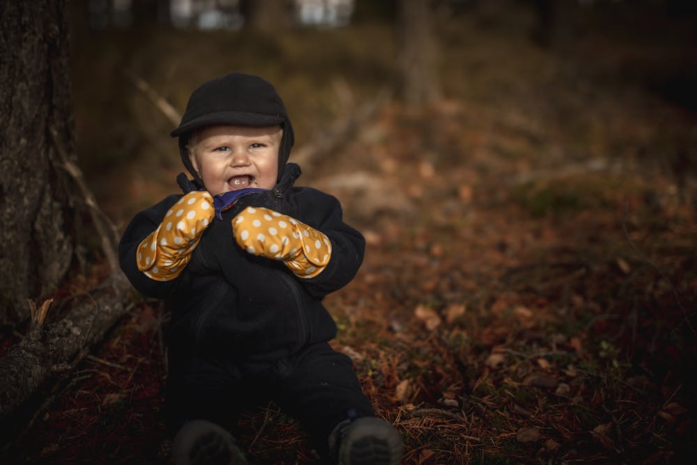 Kid´s Hygge Mitt in der Farbe Safrangelb bedruckt (3 oder 3)
