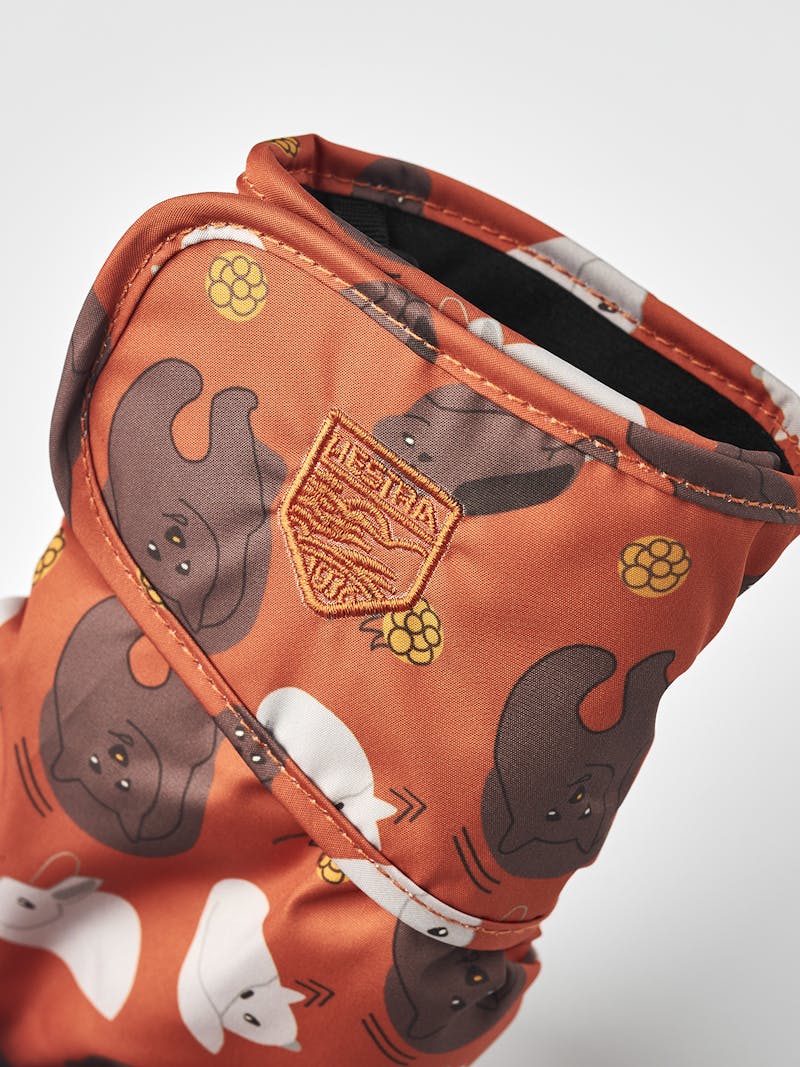 Brick red print fabric mitten with black palm  (2 of 3)