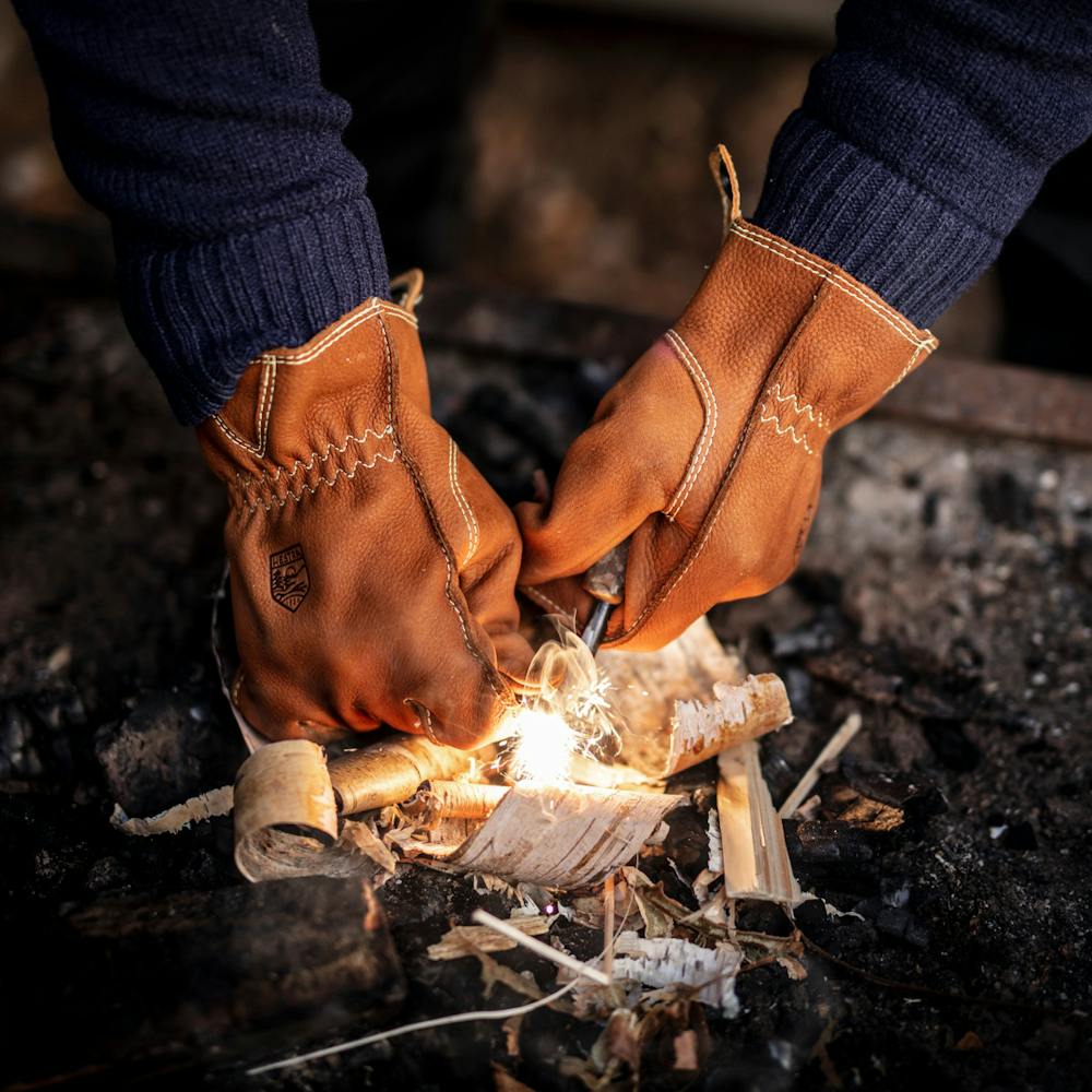 Brown cow nubuck outdoor glove (9 of 9)