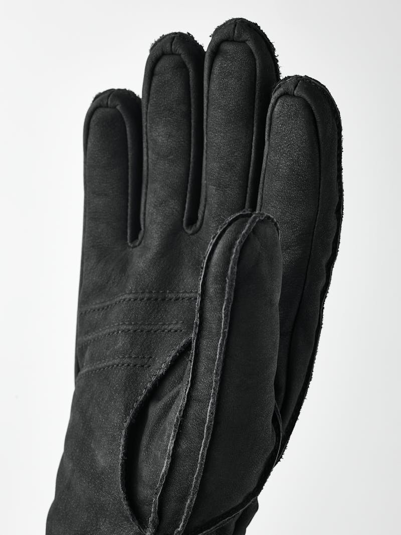 Black machine-sewn goat suede glove with knitted cuff
 (3 of 5)