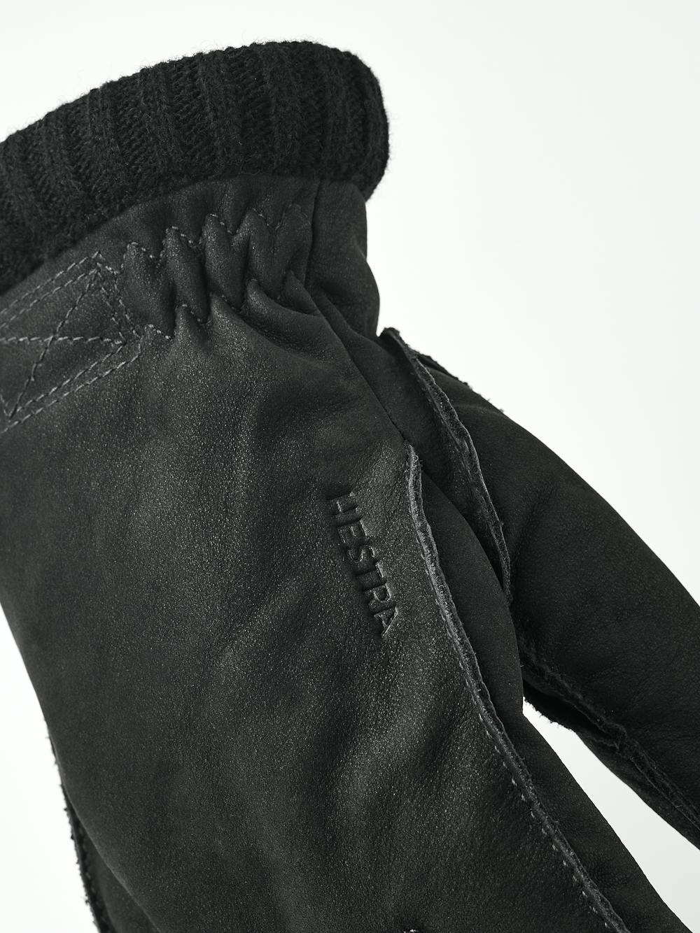 Black machine-sewn goat suede glove with knitted cuff
(4 of 5)