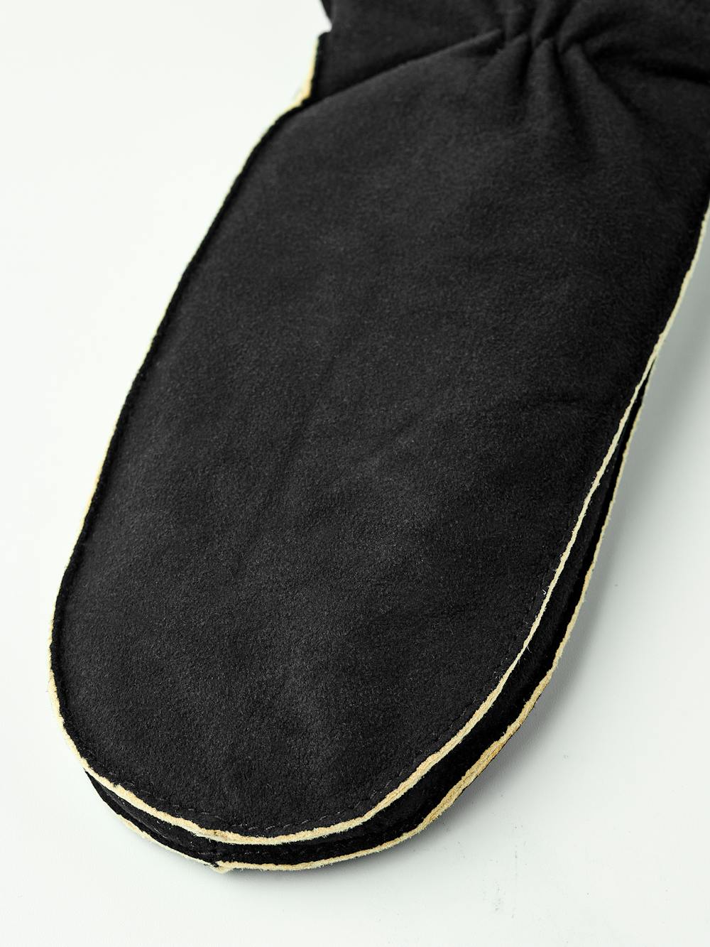 Black machine-sewn suede mitten with knitted cuff
 (2 of 6)