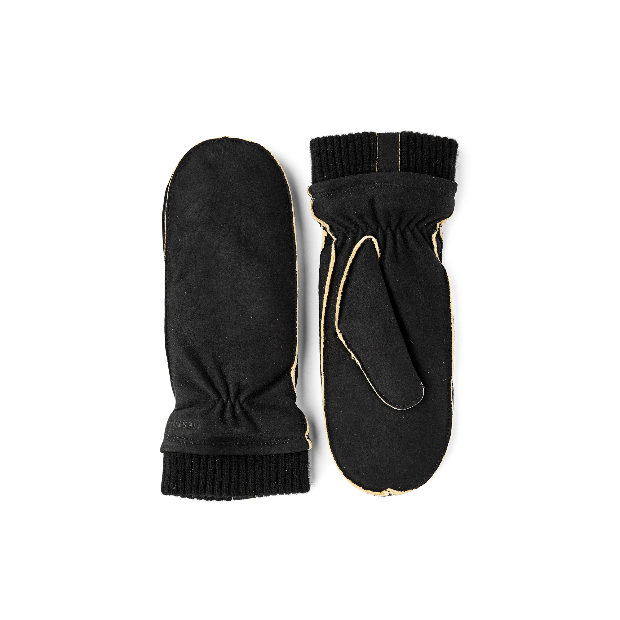 Black machine-sewn suede mitten with knitted cuff
(1 of 6)