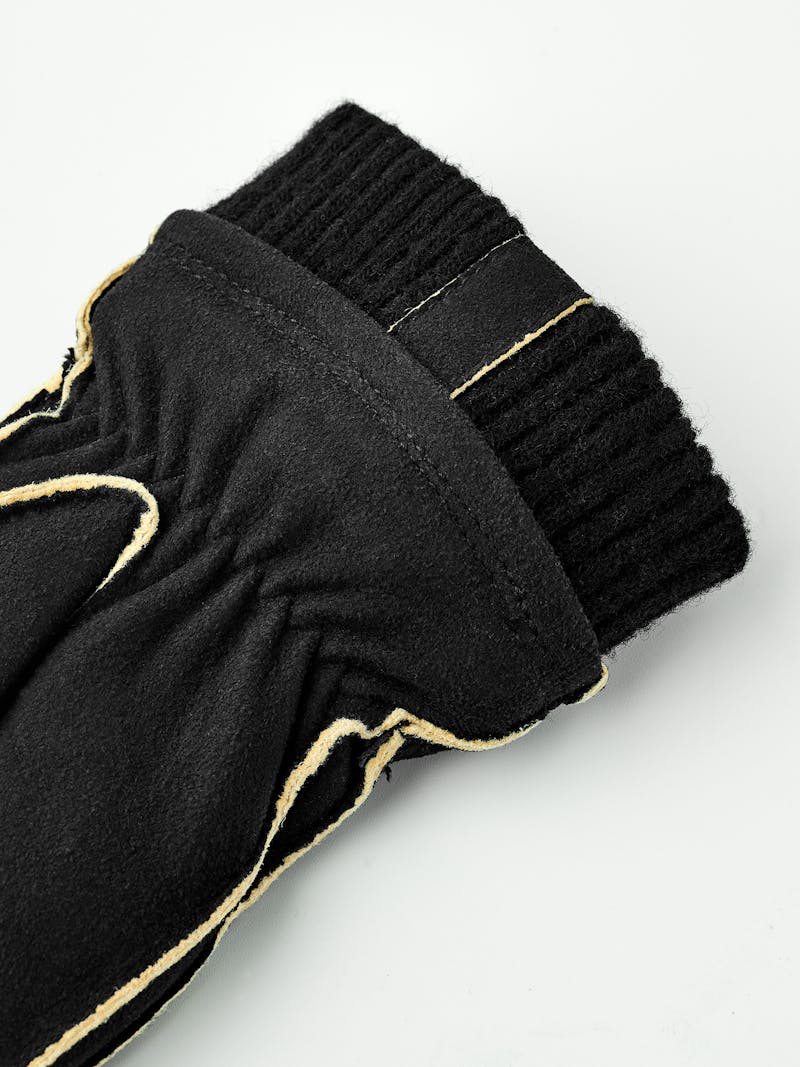Black machine-sewn suede mitten with knitted cuff
 (6 of 6)