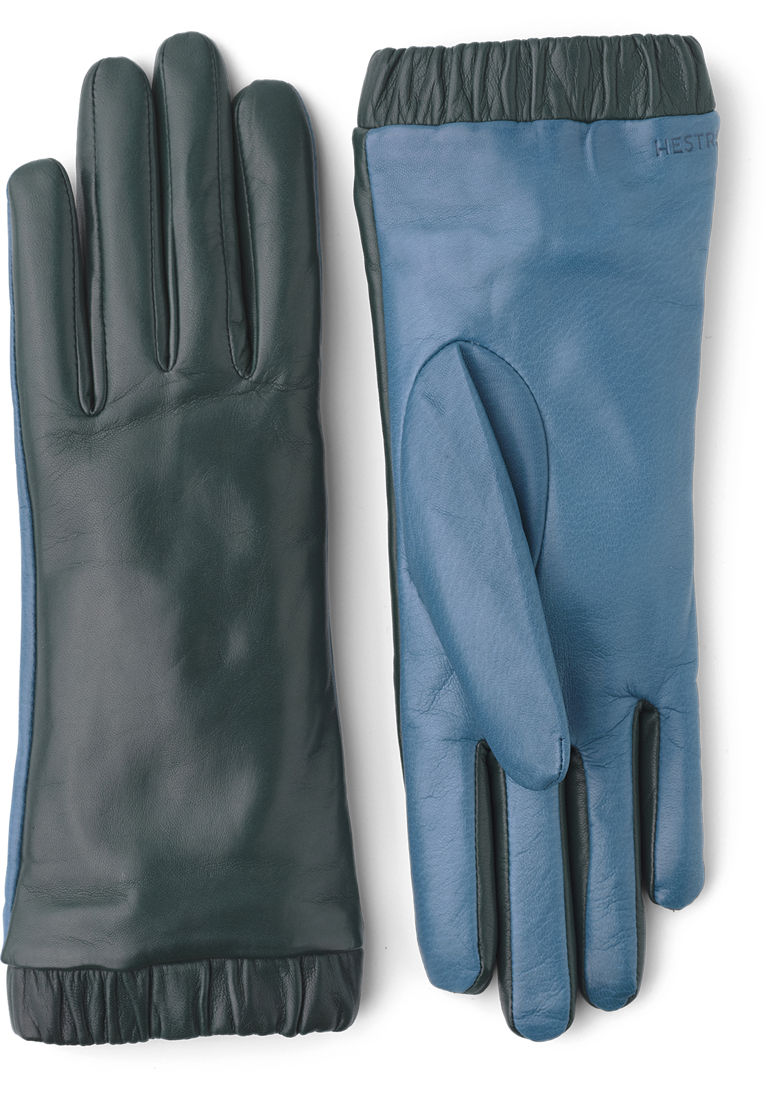 petrol blue leather gloves