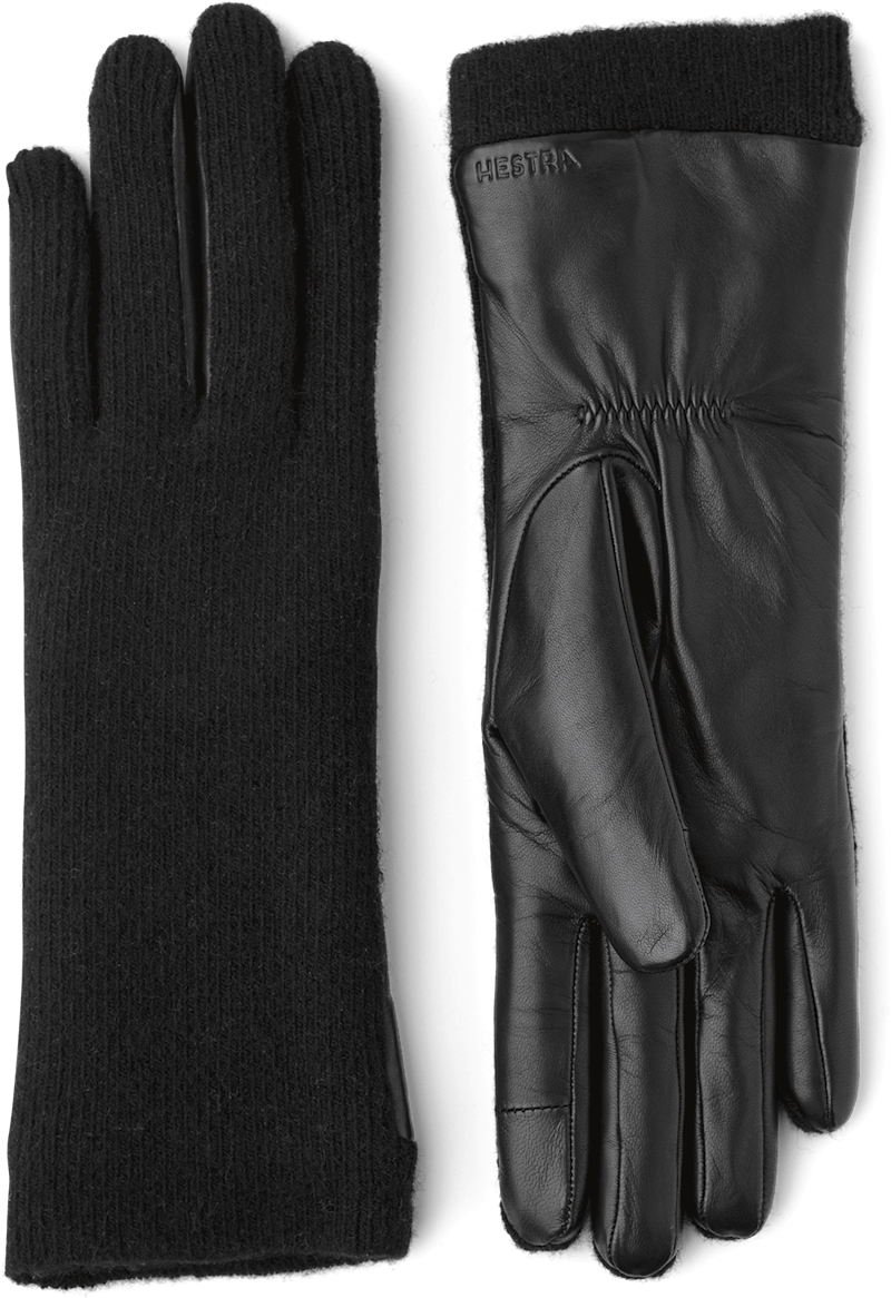 Black machine-sewn hairsheep leather glove with knitted cashmere back
 (1 of 4)
