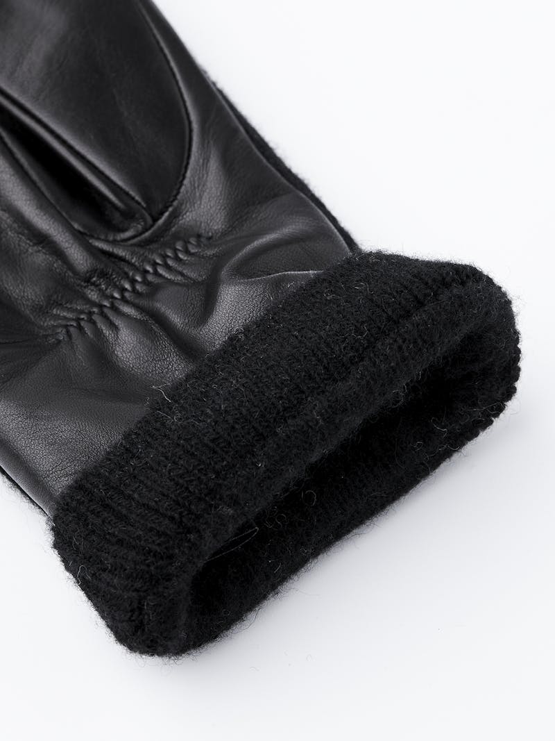 Black machine-sewn hairsheep leather glove with knitted cashmere back
 (4 of 4)