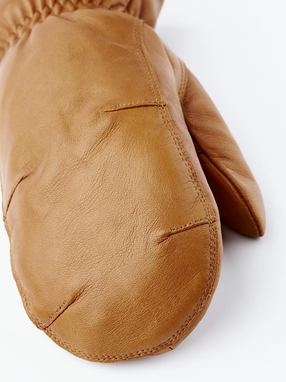 Light brownish-yellow machine-sewn hairsheep leather mitten with elasticated cuff
 (4 of 5)