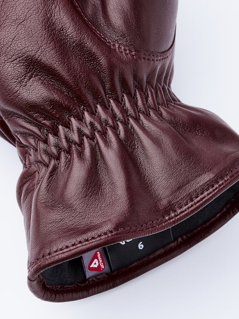 Brown machine-sewn hairsheep leather mitten with elasticated cuff
 (5 of 5)
