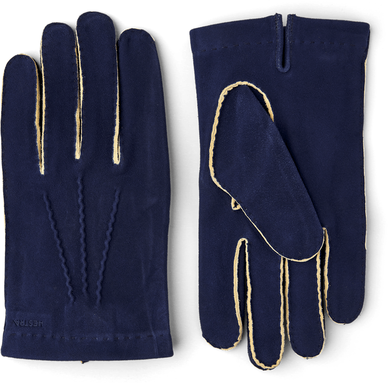 Blue hand-sewn suede glove
 (1 of 2)