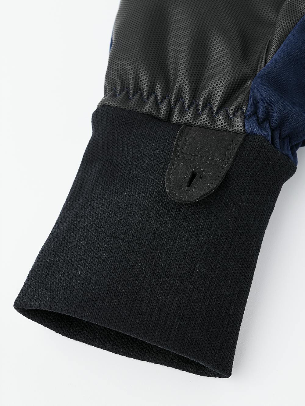 Dark blue fingerless glove with black synthetic palm (3 of 4)