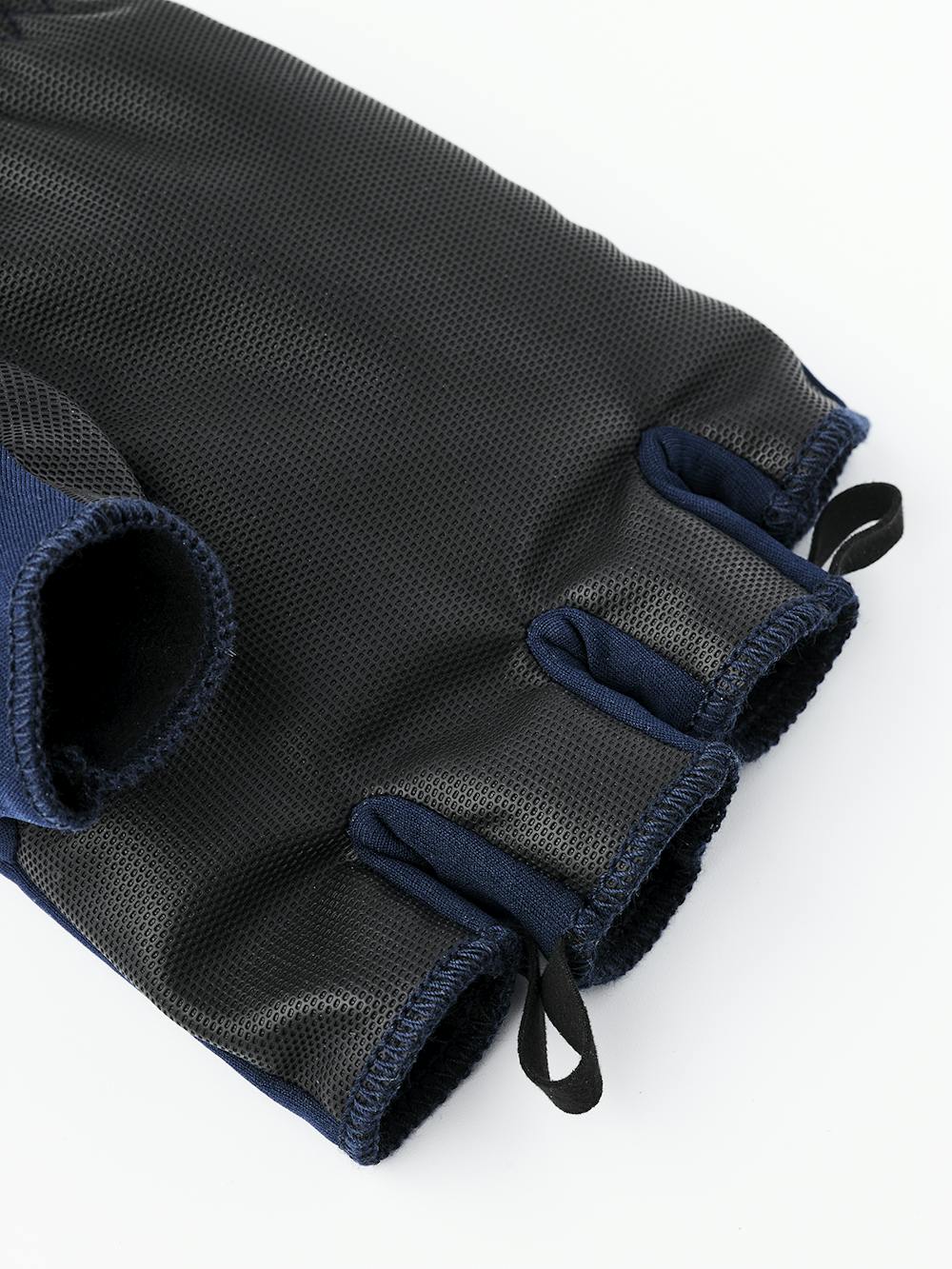 Dark blue fingerless glove with black synthetic palm (4 of 4)
