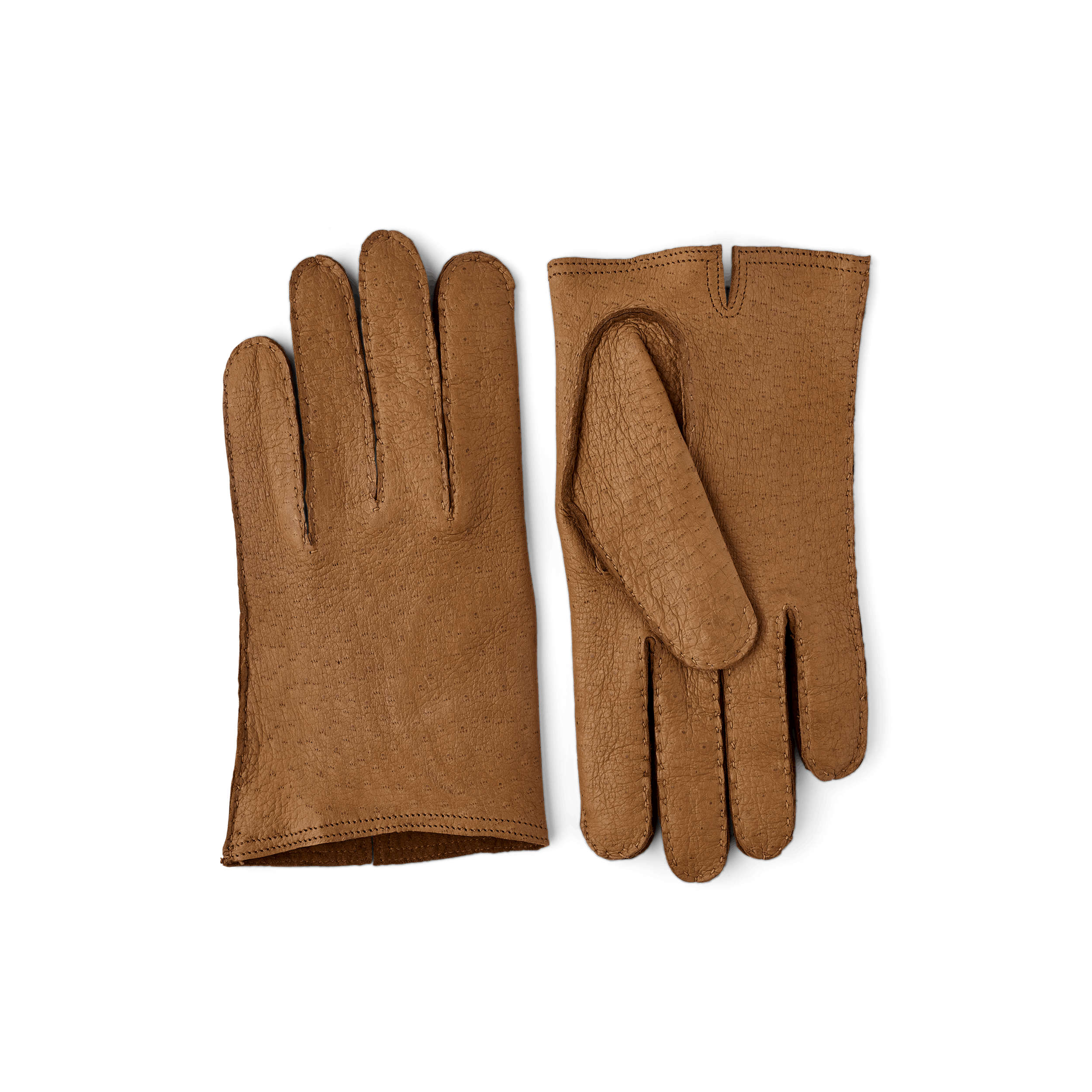 Hellbrauner handgenähter Lederhandschuh aus Peccaryleder
(1 oder 4)