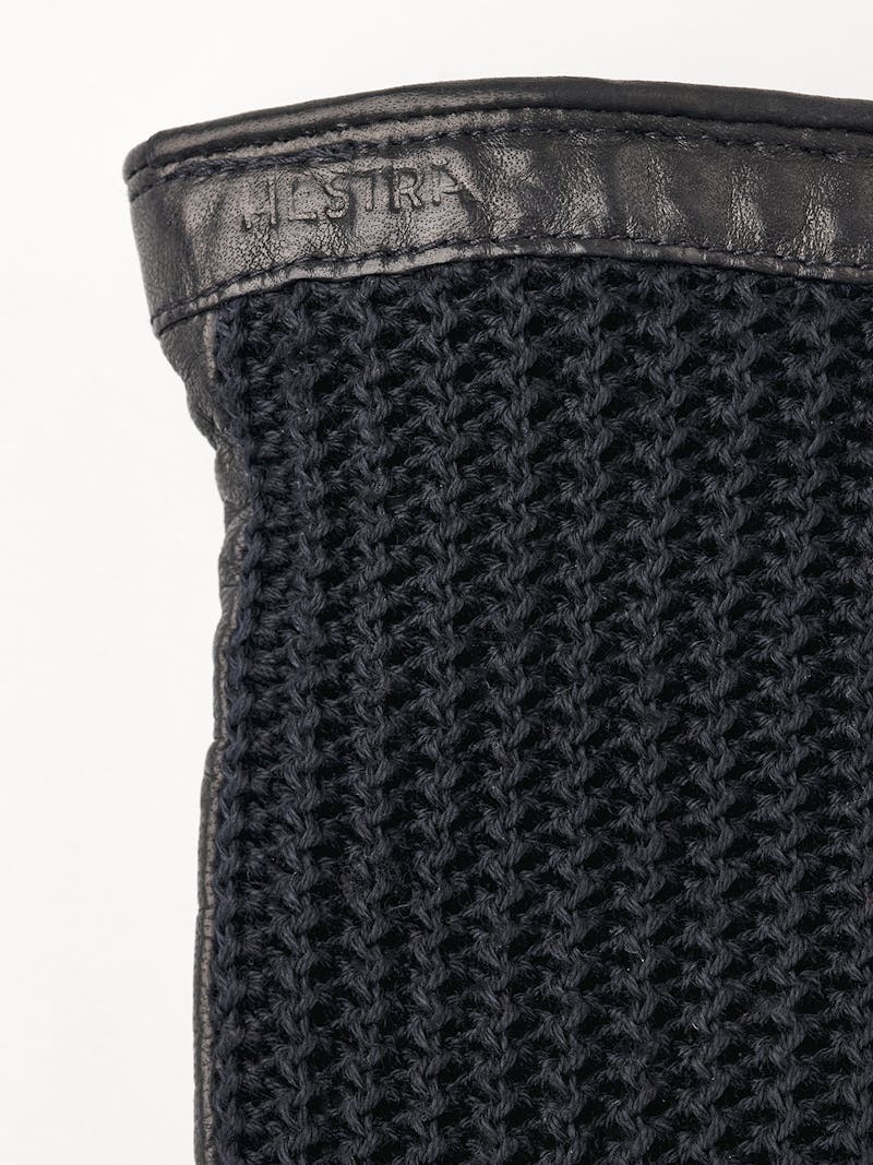 Black machine-sewn leather glove with crocheted cotton back
 (2 of 3)