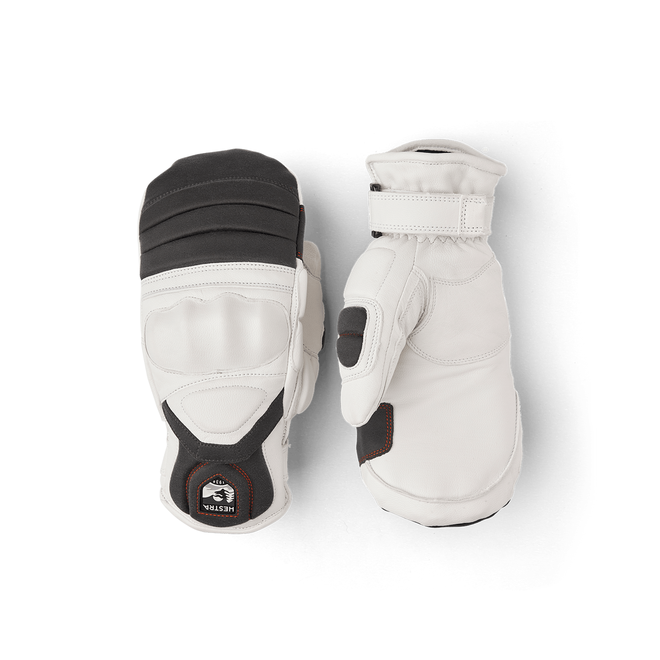 Vit tumhandske med grå och röda detaljer i getskinn med syntetisk mocka i innerhanden
(1 av 5)