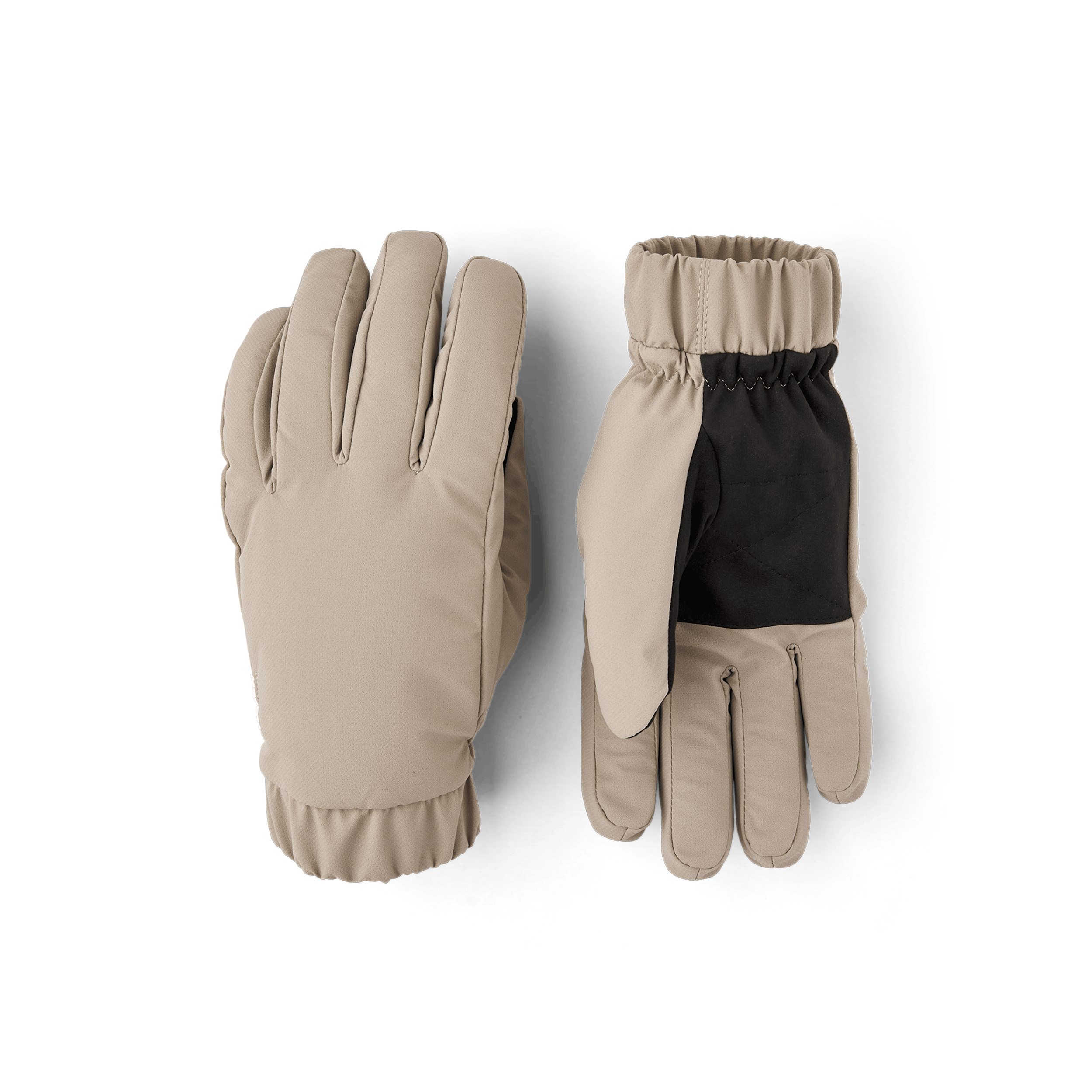 Beiger Stoffhandschuh mit elastischem Stoffbündchen und schwarzer Innenhand
 (1 oder 4)