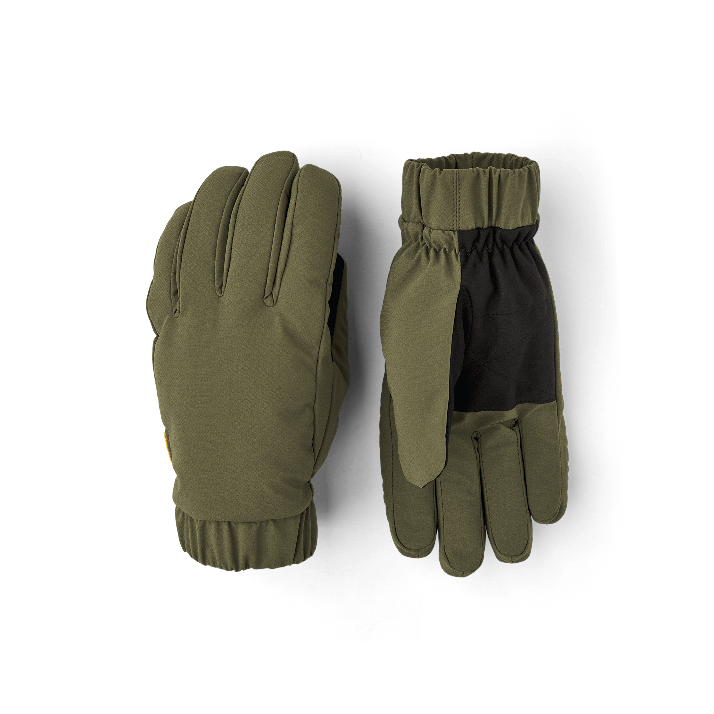 Green fabric glove with elasticated fabric cuff and black palm
(1 of 4)