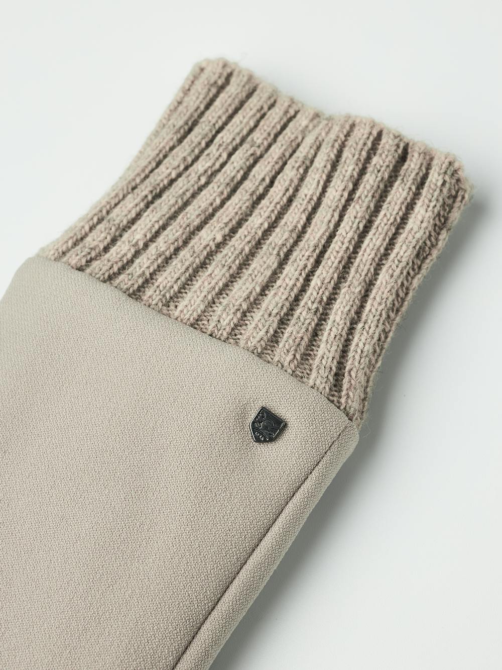 Beige fabric glove with knitted cuff
 (2 of 3)