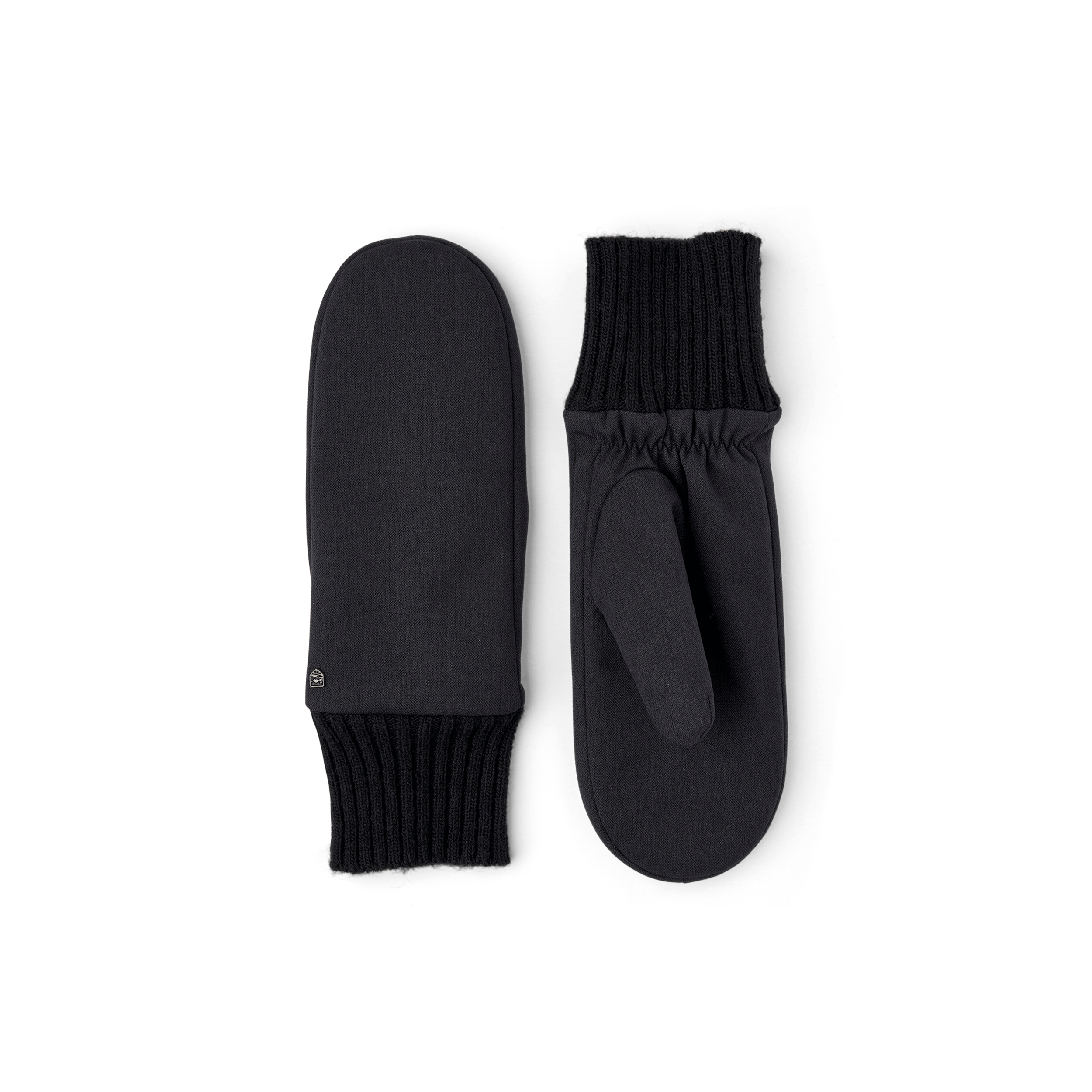 Black fabric mitten with knitted cuff
 (1 of 2)