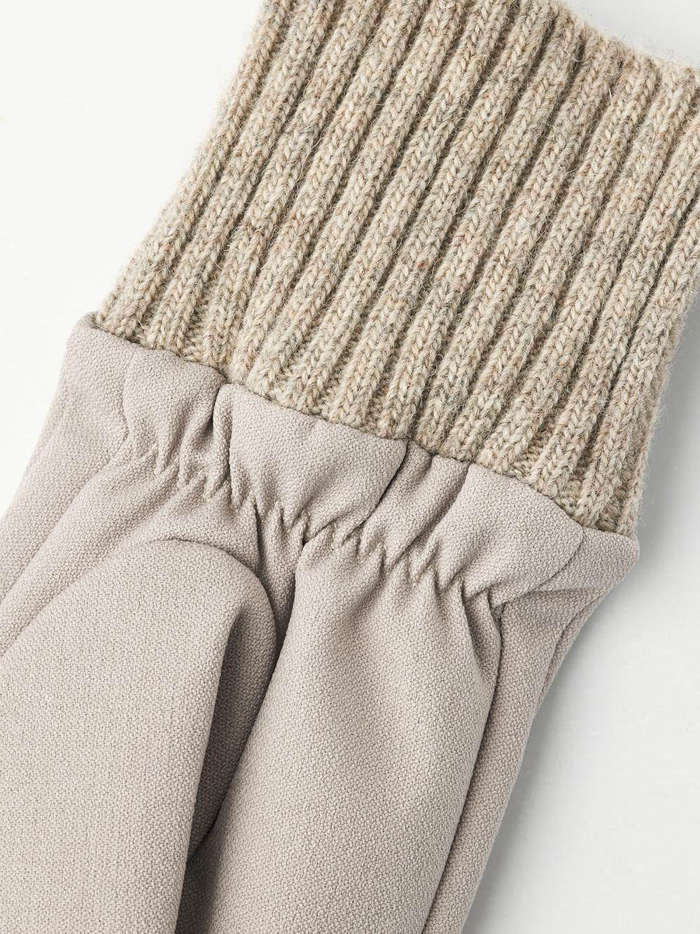 Beige fabric mitten with knitted cuff
 (3 of 4)