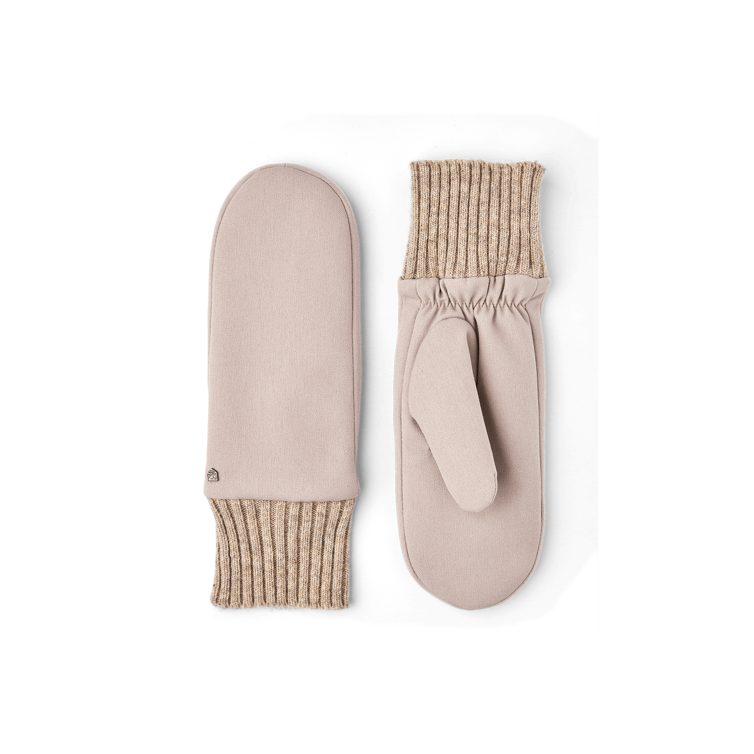 Beige fabric mitten with knitted cuff
(1 of 4)