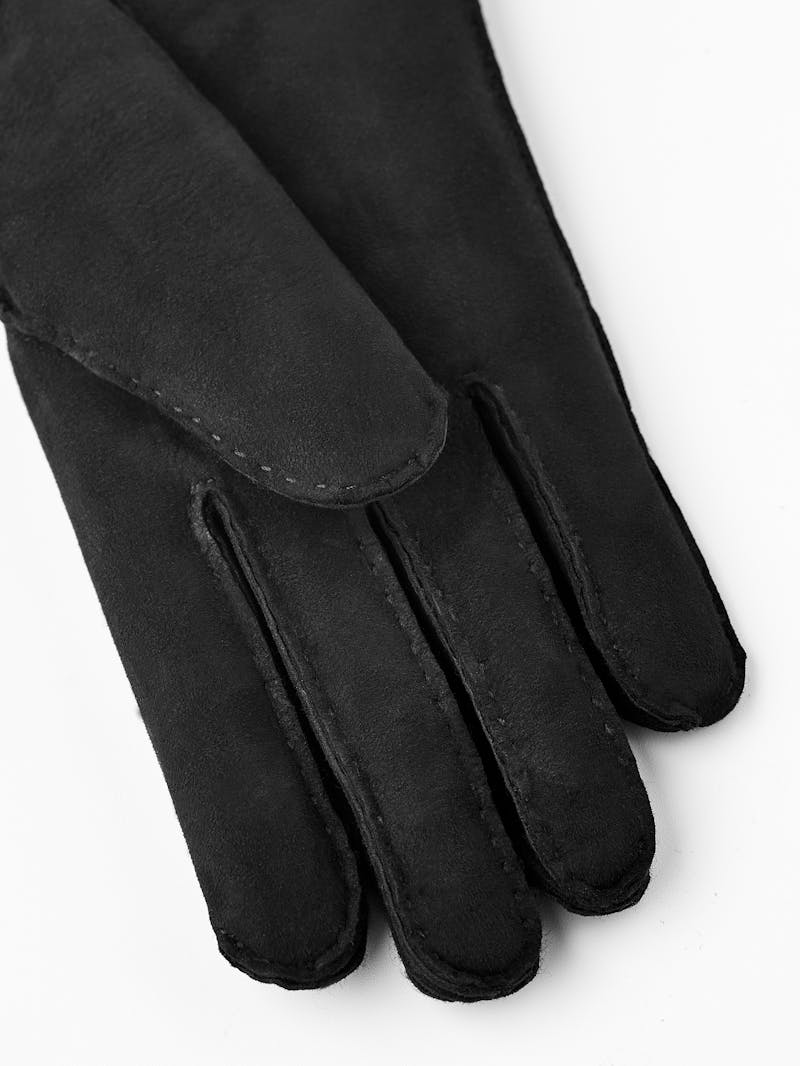 Black hand-sewn fur suede glove
 (2 of 6)