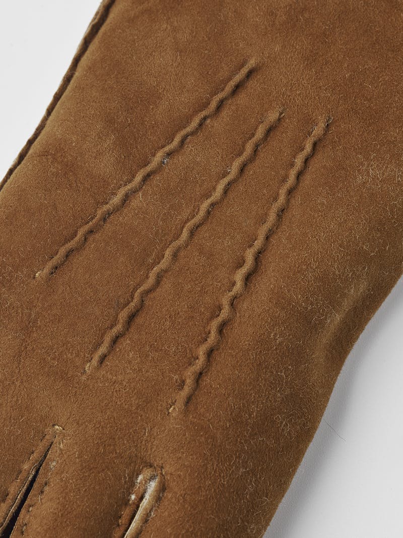 Brown hand-sewn fur suede glove
 (4 of 5)