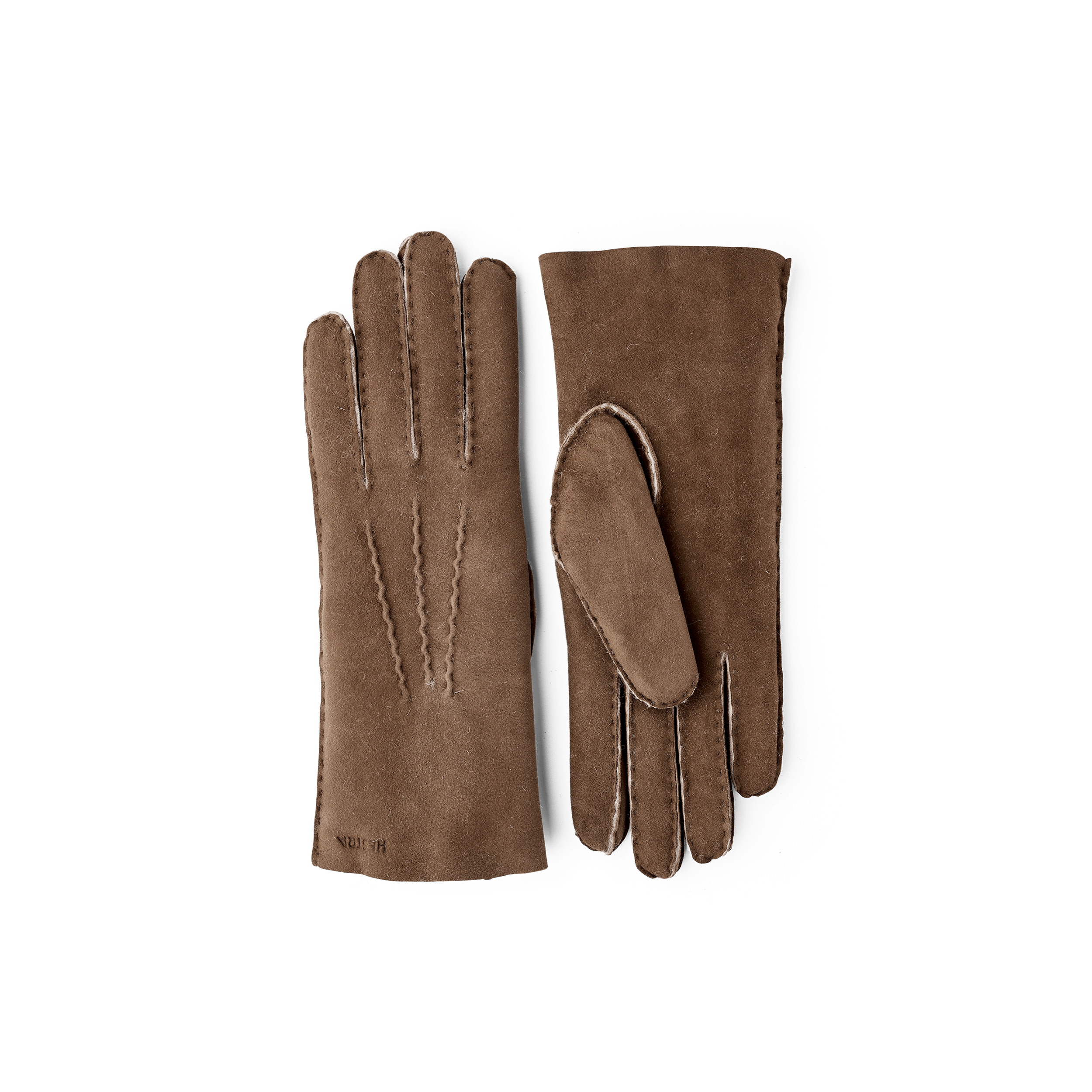Brown hand-sewn fur suede glove
 (1 of 5)