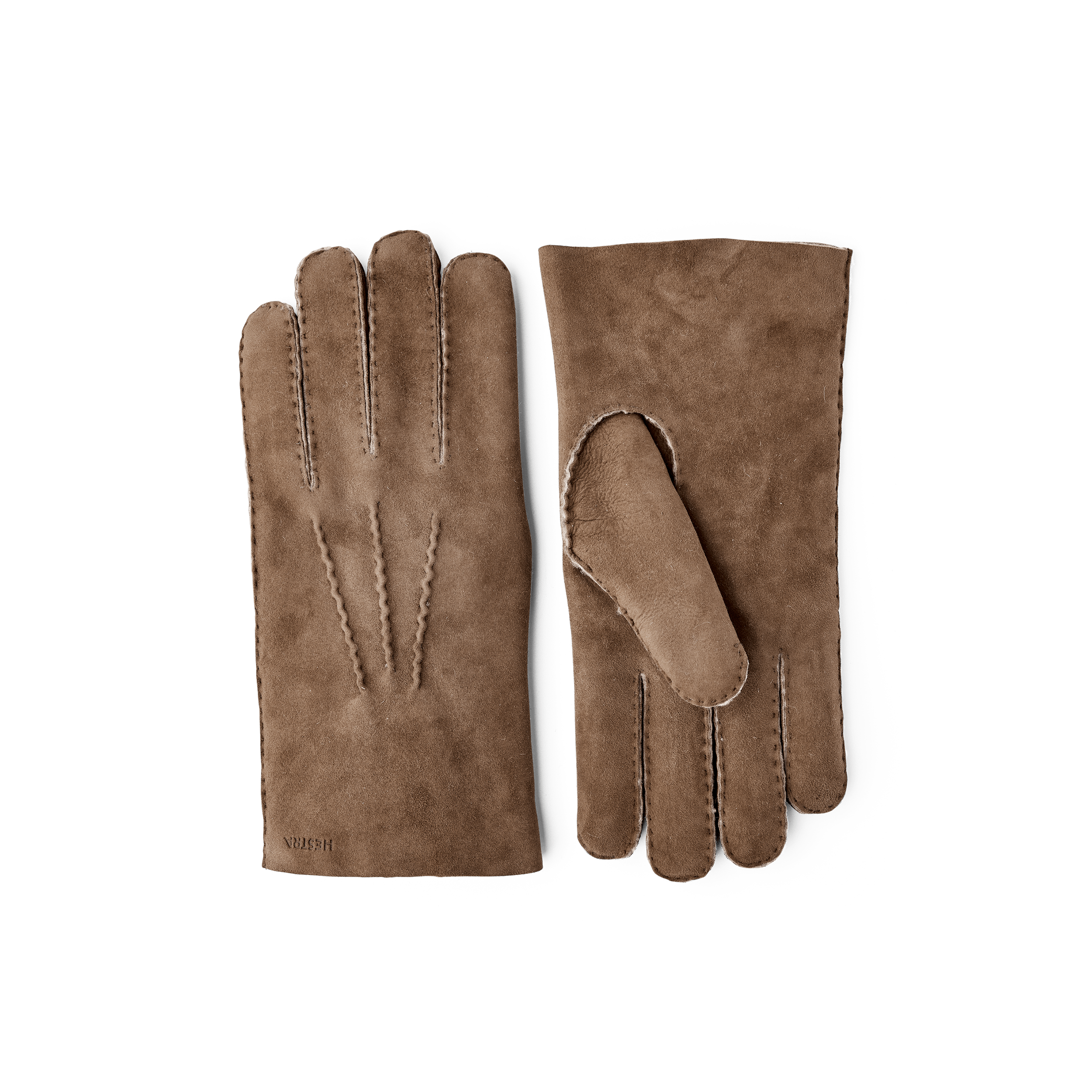 Brown hand-sewn fur suede glove
 (1 of 5)