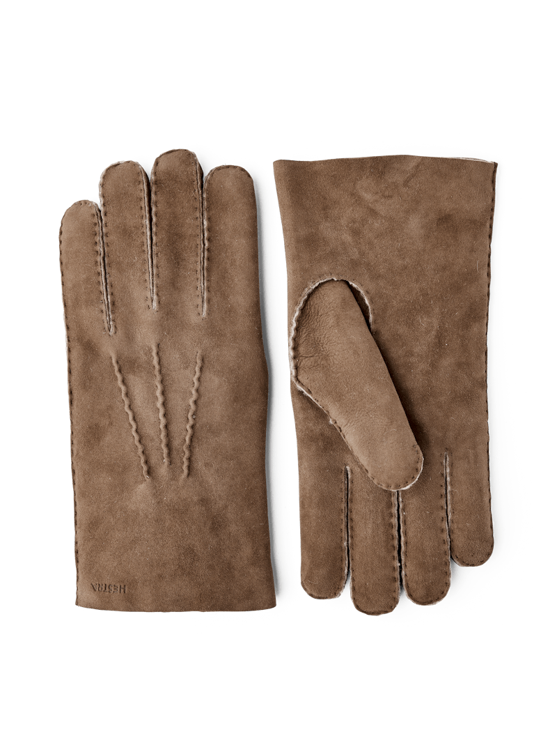 Brown hand-sewn fur suede glove
 (1 of 5)