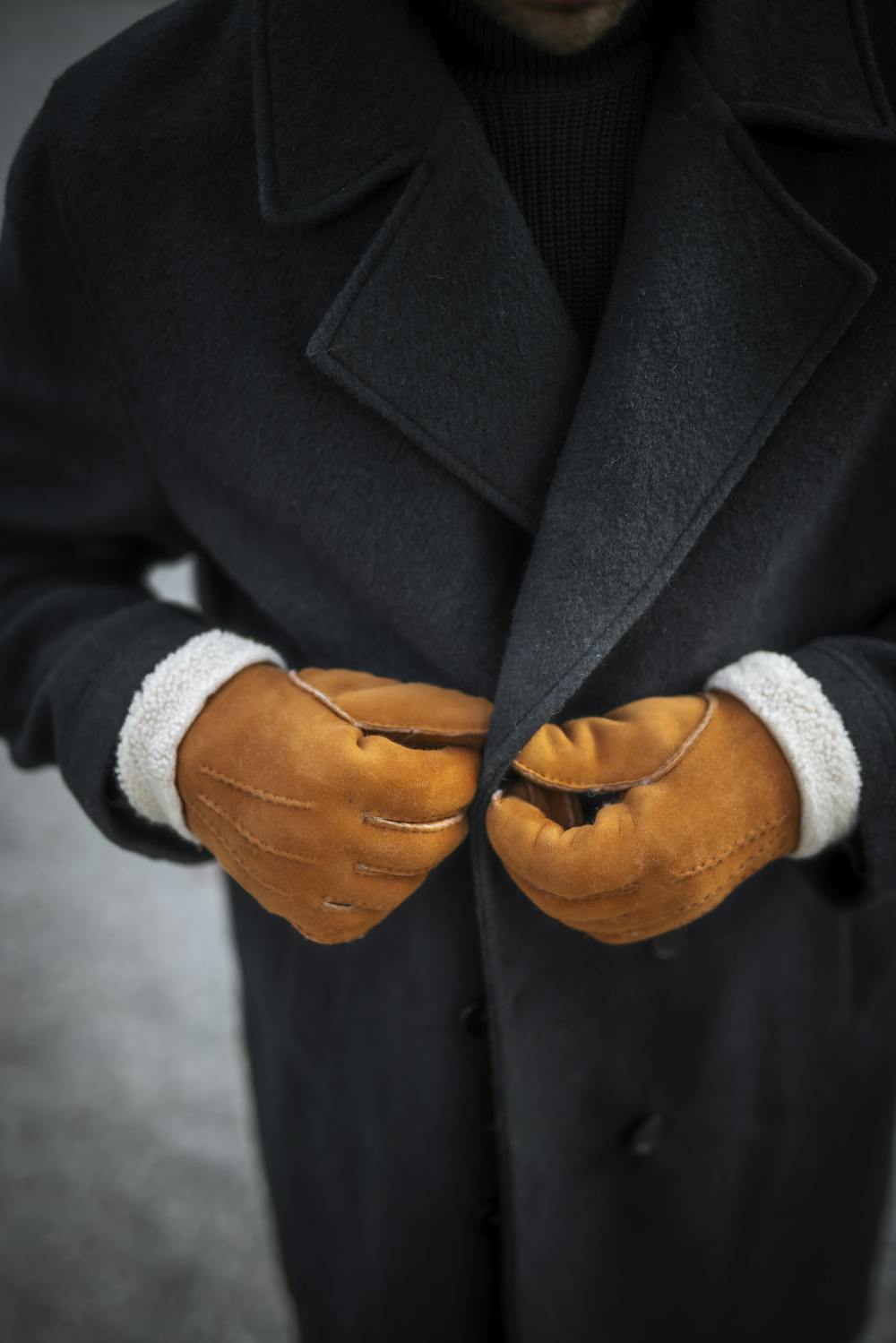 Light brownish-yellow hand-sewn fur suede glove
 (9 of 9)