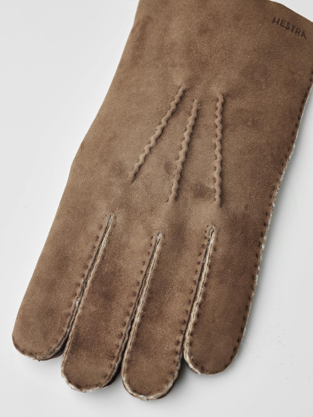 Brown hand-sewn fur suede glove
 (4 of 5)