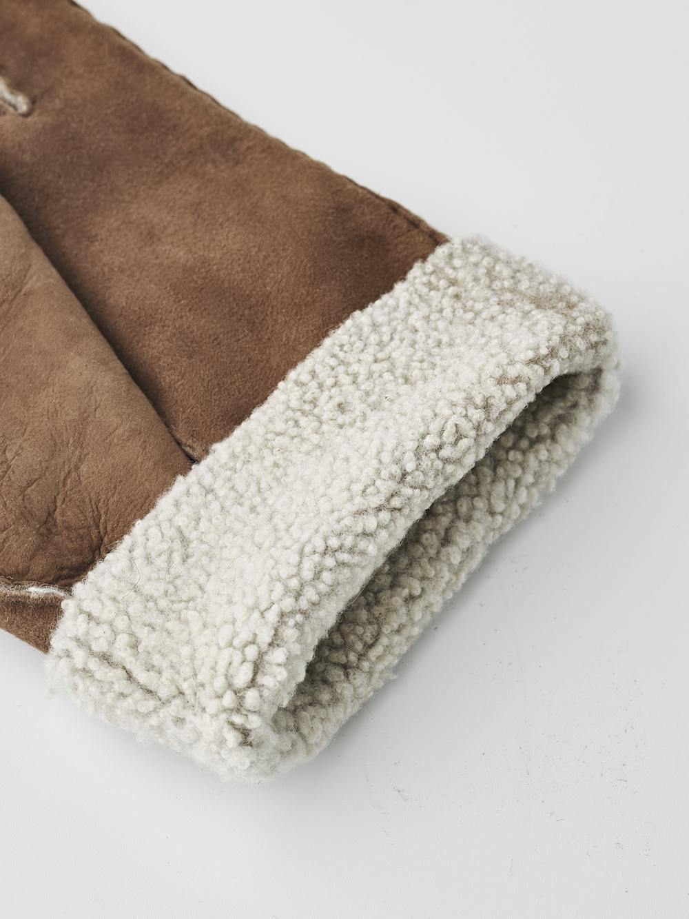 Brown hand-sewn fur suede glove
 (5 of 5)